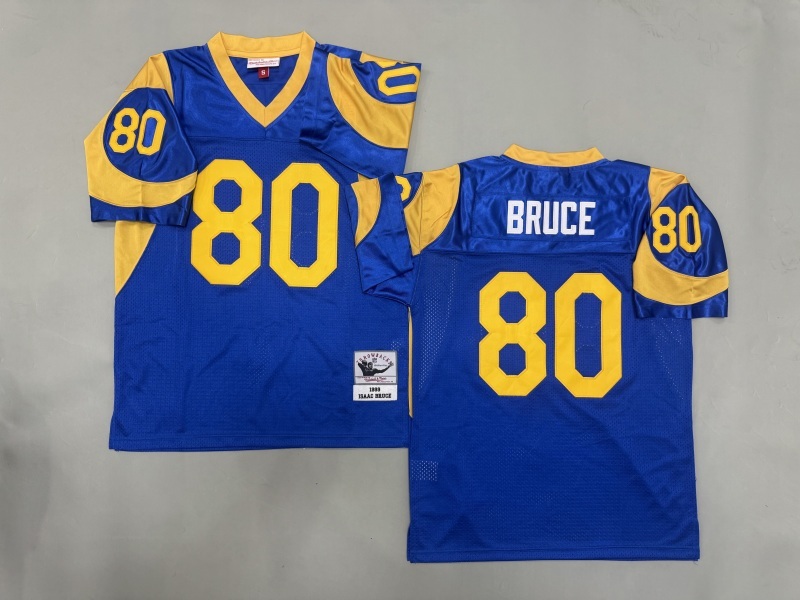 Men 2025 Los Angeles Rams #80 Bruce blue Throwback Limited NFL Jersey style 001